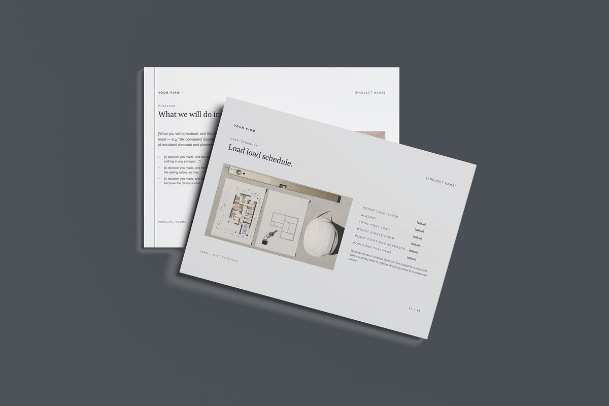 Air Conditioning Client Package, Slate colourway, front and back cover mockup