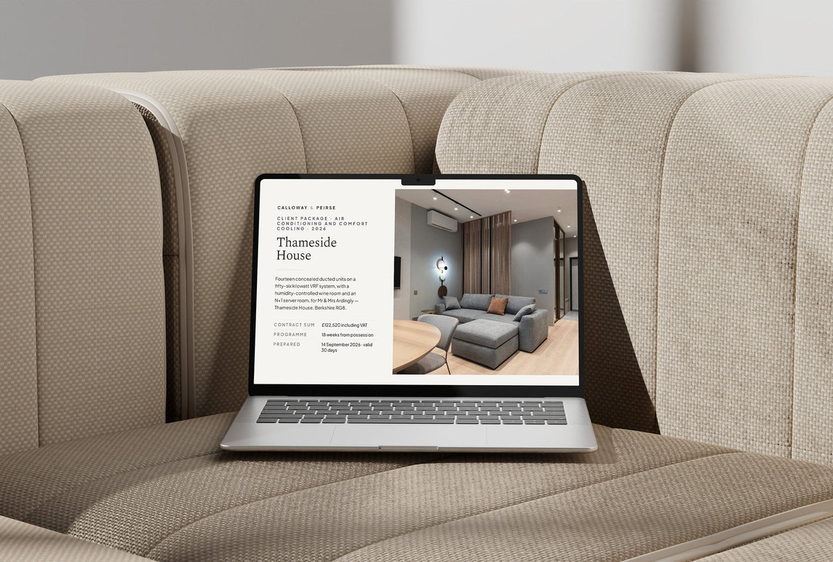 Air Conditioning Client Package, Standard colourway, laptop screen mockup