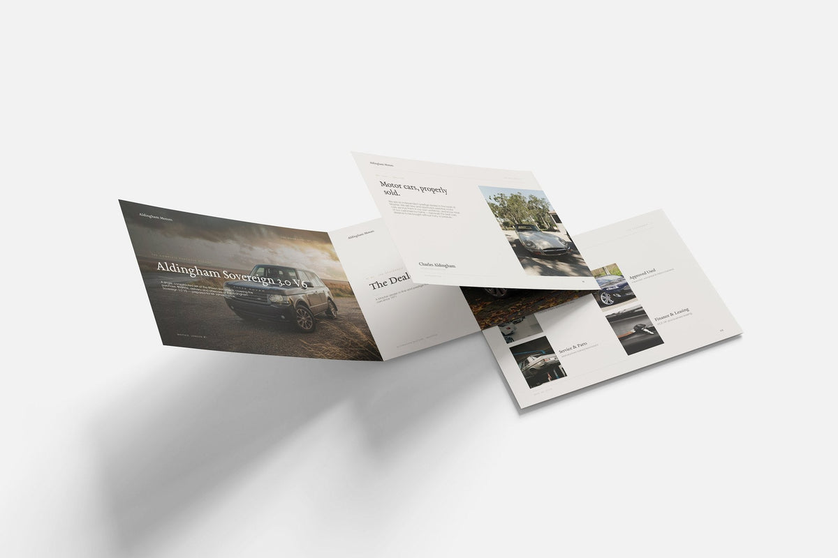 Prestige Car Dealer Customer Pack in PowerPoint, printed documents stacked