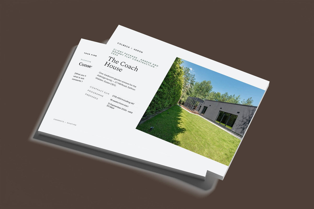 Annexe and Granny Flat Client Package, Slate colourway, stacked books mockup