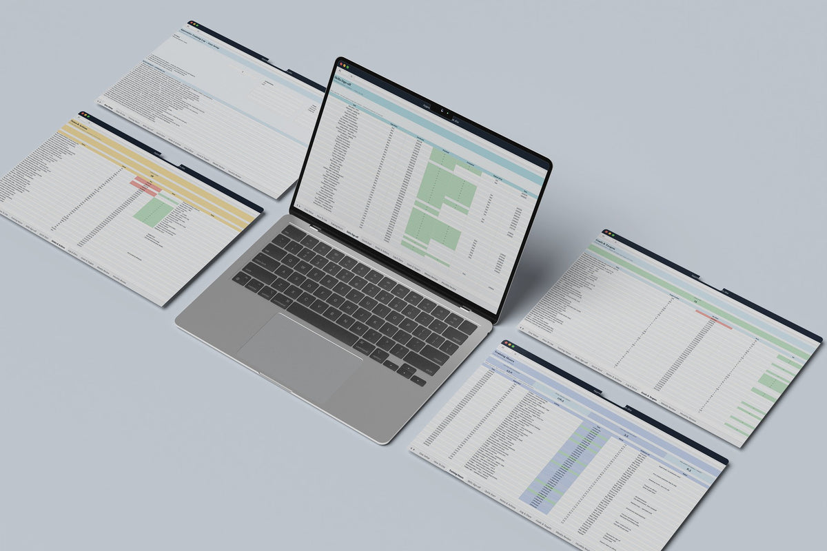 Apprentice Training Log Excel template, Skills Sign Off tab on a laptop screen