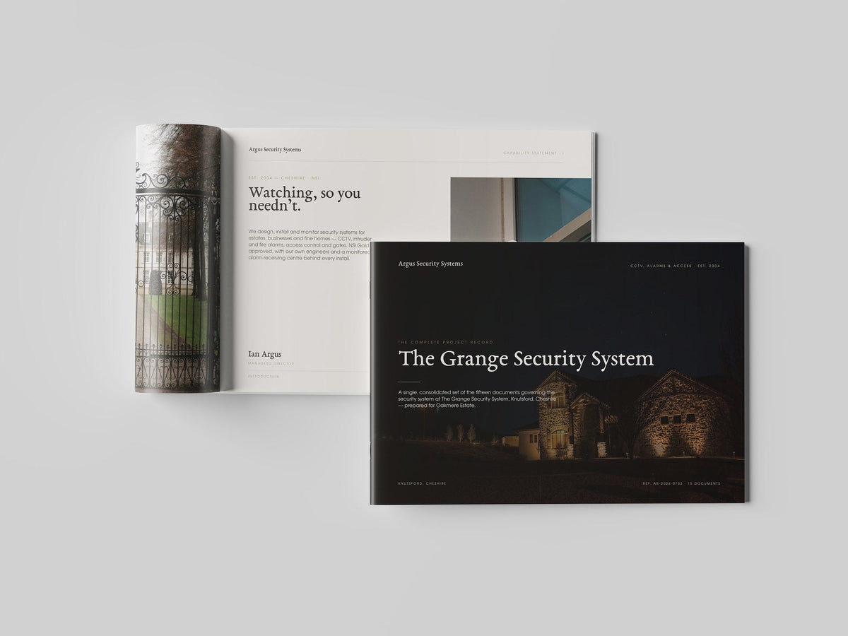 Security & CCTV Installer Project Pack in PowerPoint, printed and open at an inside page