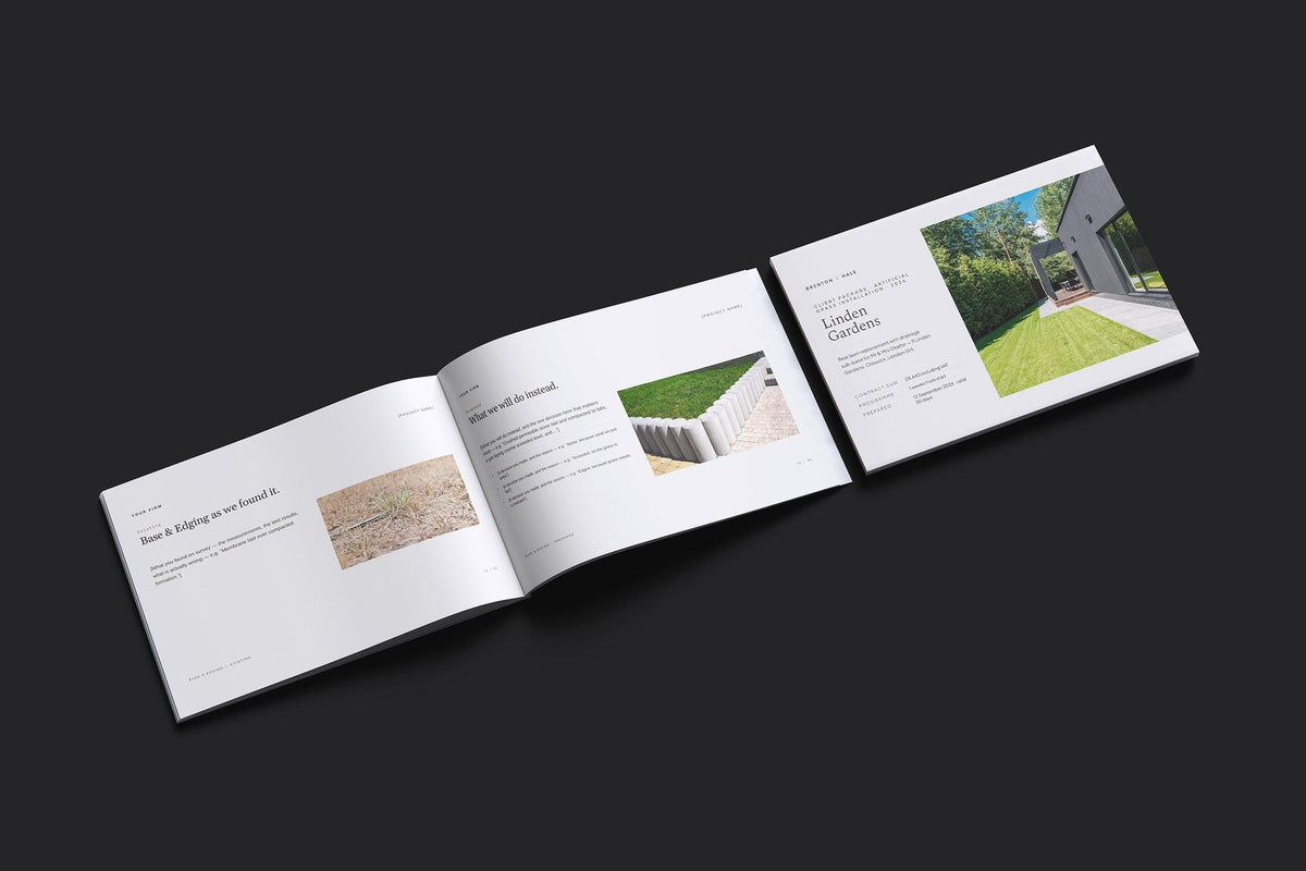 Artificial Grass Client Package, Oat colourway, cover and inside spread mockup
