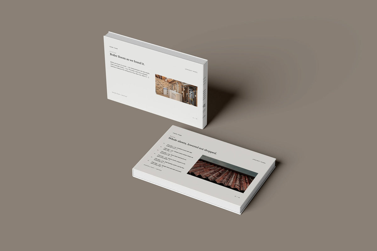 Asbestos Removal Client Package, Ivory colourway, floating books mockup
