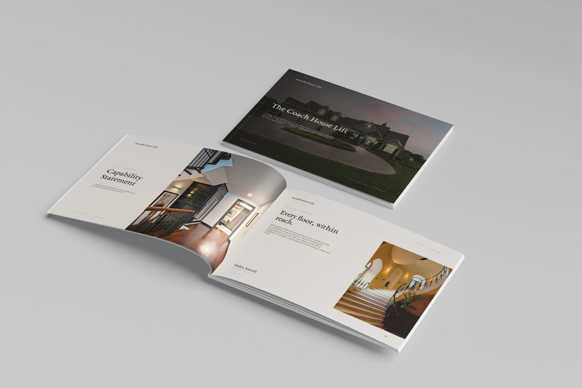 Home Lift Installer Project Pack in PowerPoint, printed cover shown at an angle