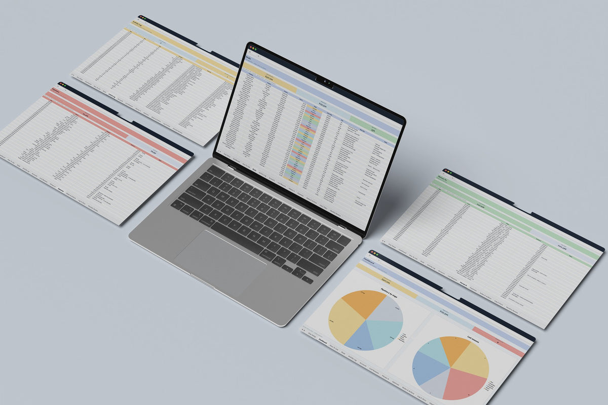 B2B Sales OS Excel template, Deals tab on a laptop screen