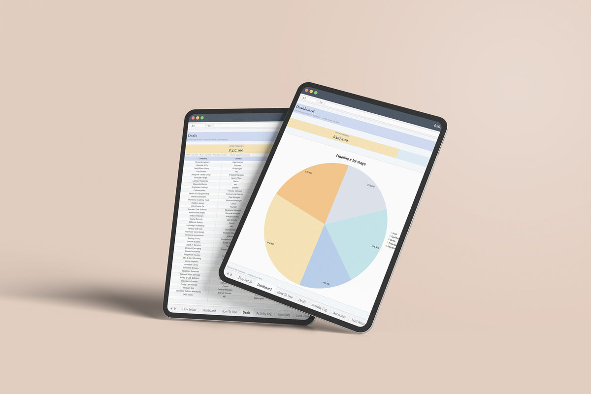 B2B Sales OS Excel template on an iPad Pro