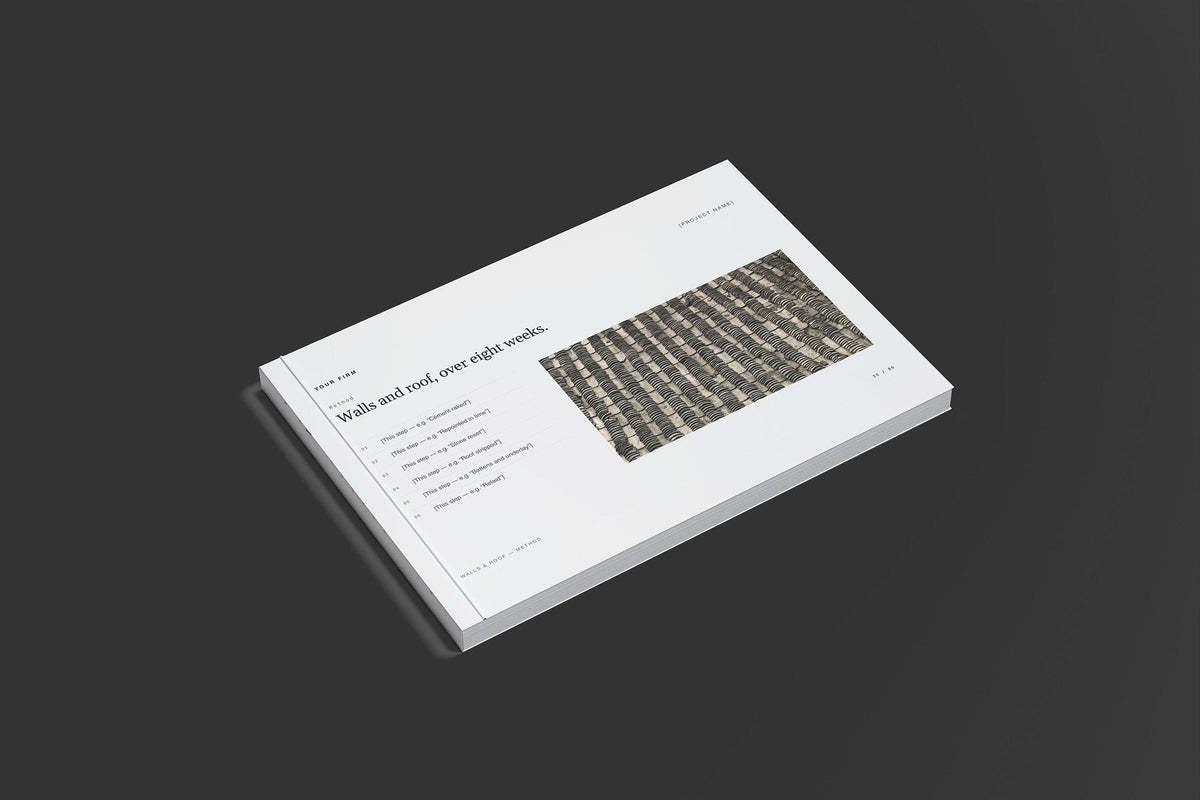 Barn Conversion Client Package, Slate colourway, closed magazine mockup