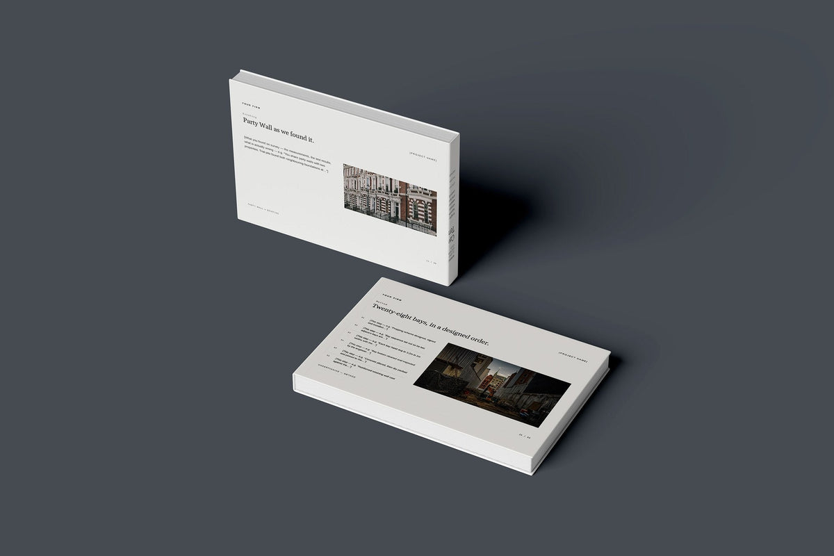 Basement Client Package, Ivory colourway, floating books mockup