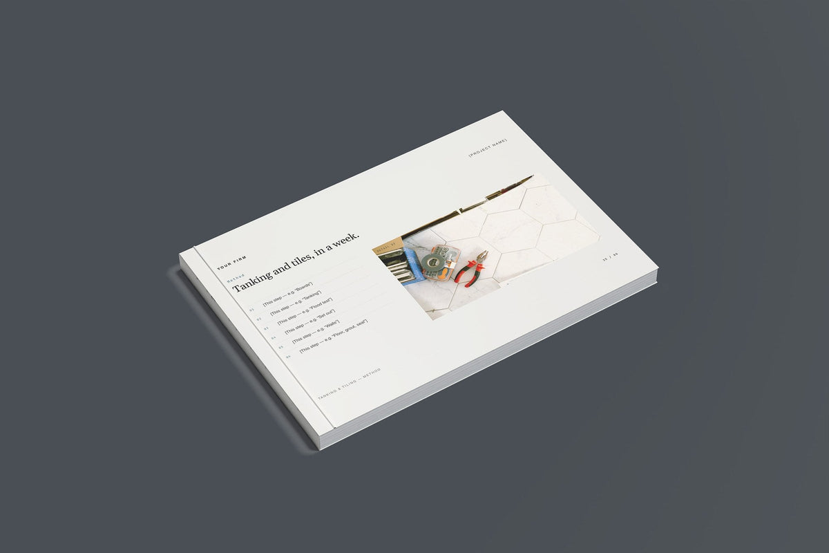 Bathroom Fitter Client Package, Standard colourway, closed magazine mockup