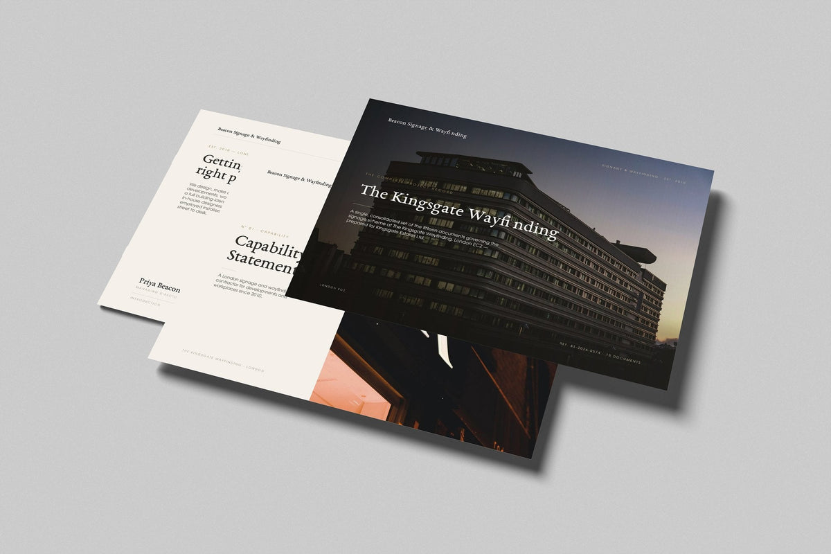 Sign Maker Project Pack in PowerPoint, printed pages floating
