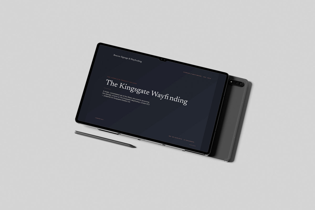 Sign Maker Project Pack in PowerPoint, shown on a tablet