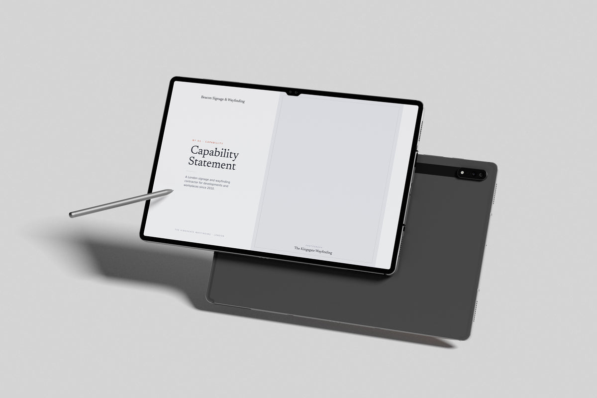 Sign Maker Project Pack in PowerPoint, inside pages shown on a tablet