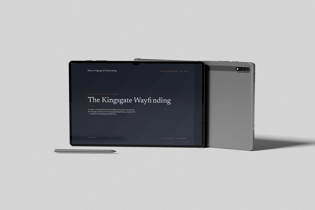 Sign Maker Project Pack in PowerPoint, shown on a tablet