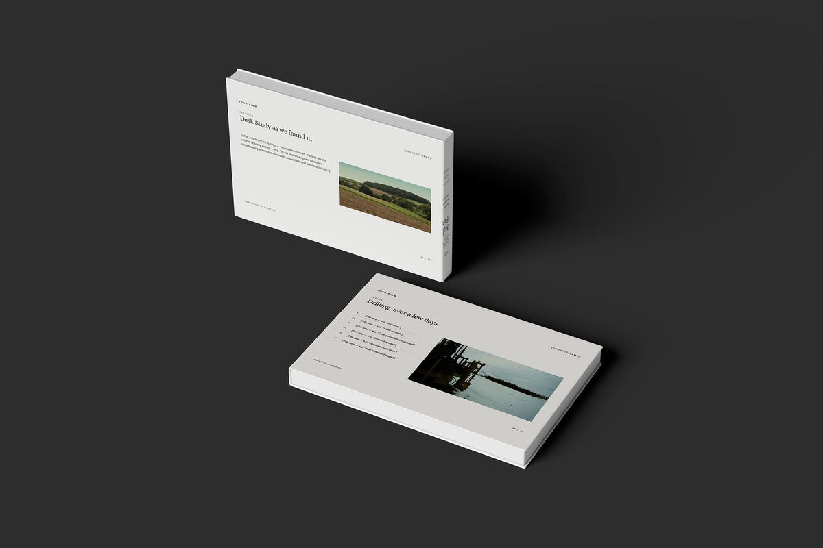 Borehole and Private Water Supply Client Package, Ivory colourway, floating books mockup