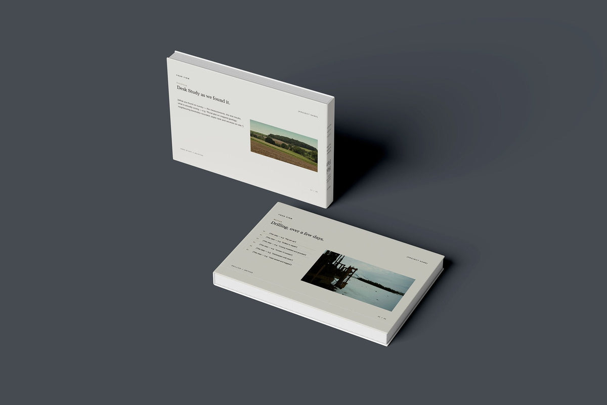 Borehole and Private Water Supply Client Package, Oat colourway, floating books mockup
