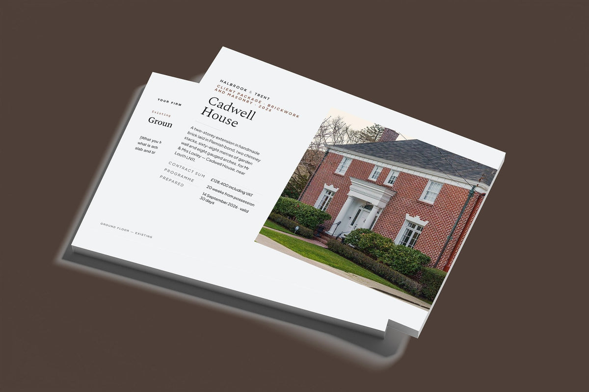 Bricklaying Client Package, Slate colourway, stacked books mockup
