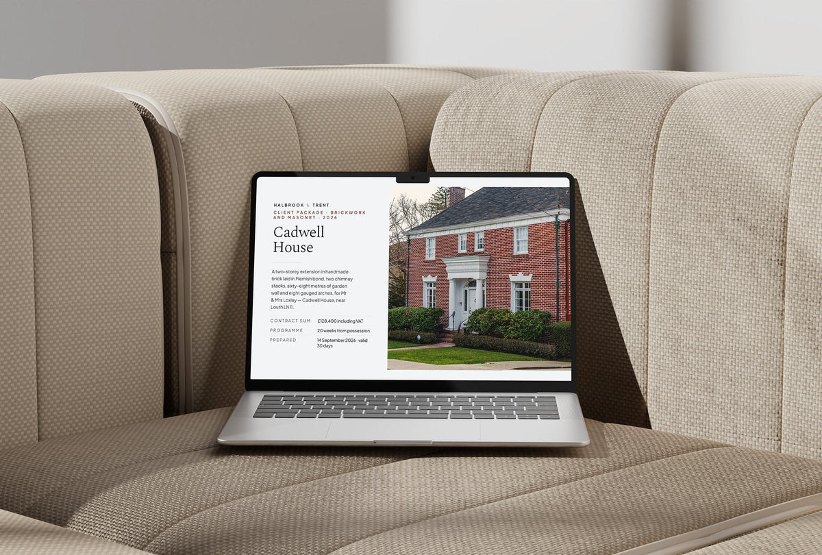 Bricklaying Client Package, Slate colourway, laptop screen mockup