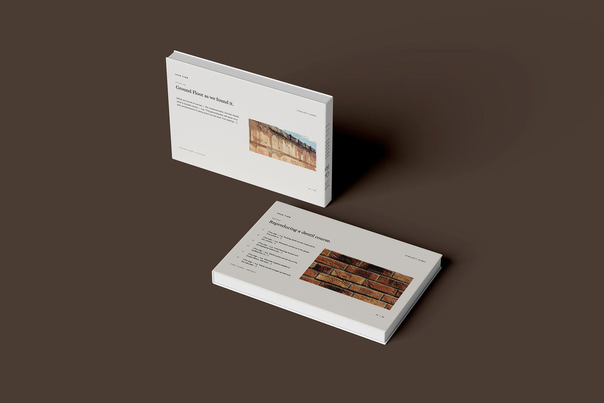 Bricklaying Client Package, Standard colourway, floating books mockup