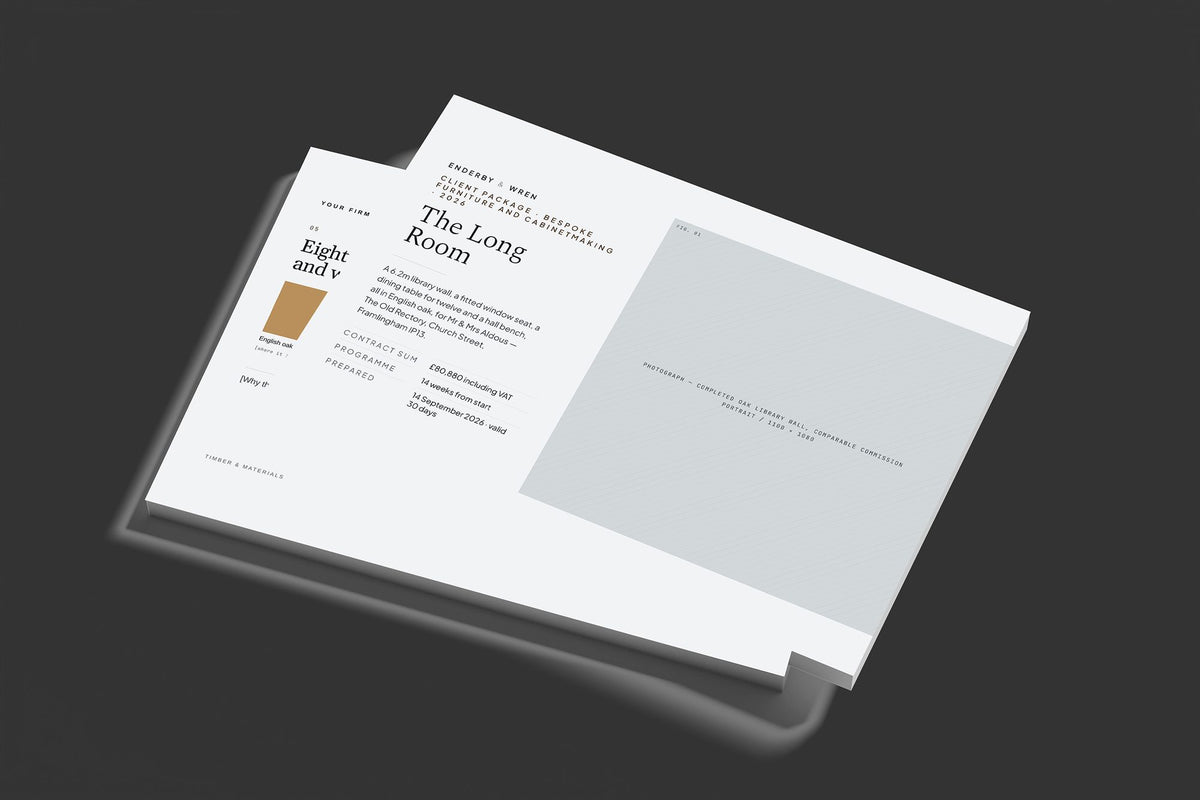 Cabinetmaker Client Package, Slate colourway, stacked books mockup