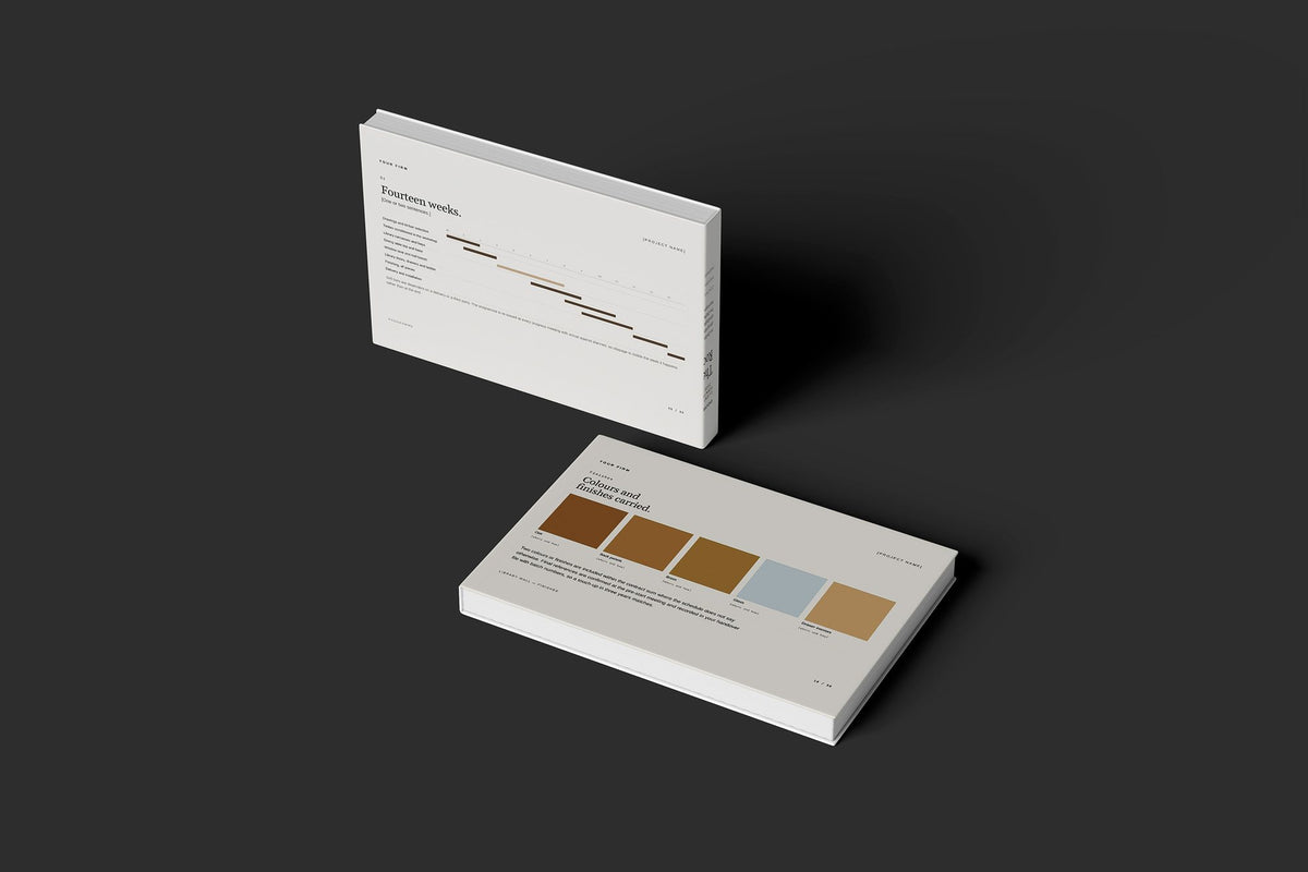 Cabinetmaker Client Package, Standard colourway, floating books mockup