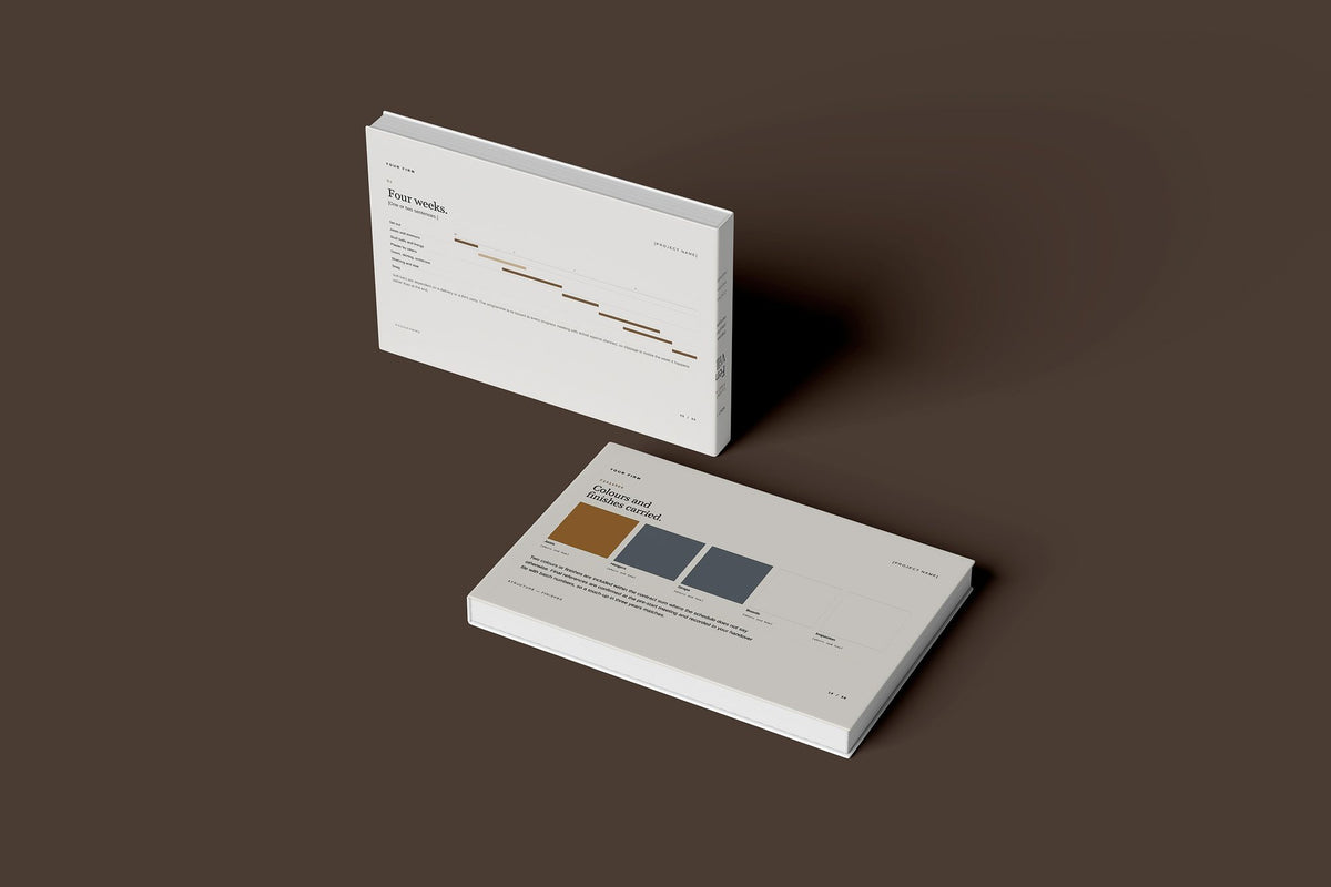 Carpenter Client Package, Standard colourway, floating books mockup