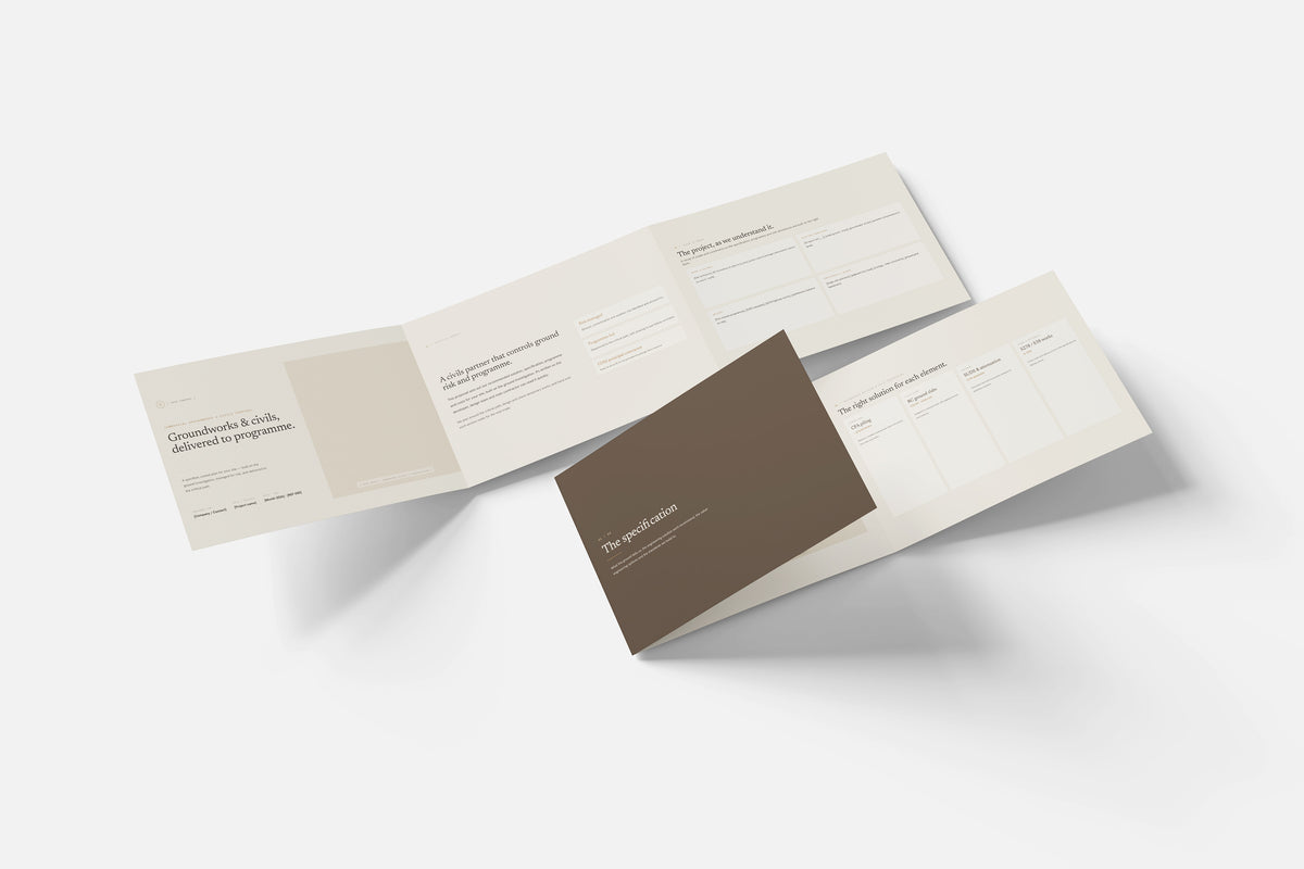 Beige Commercial Groundworks Proposal Template in PowerPoint, six pages laid out together
