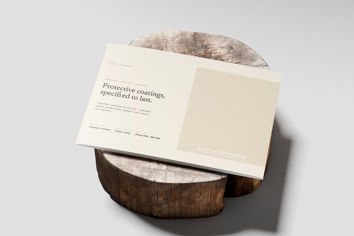 Beige Commercial Painting and Decorating Proposal Template in PowerPoint, cover page shown in print