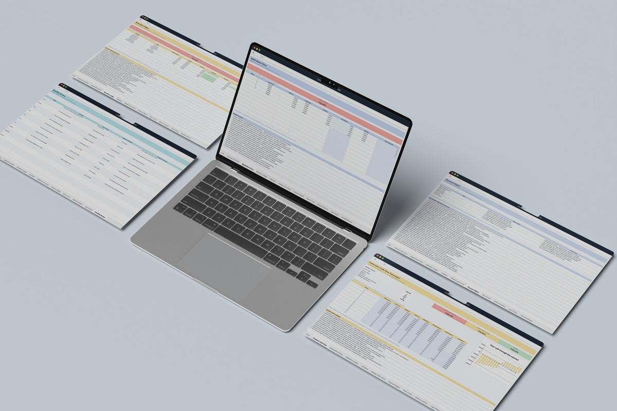 Contractor Cash Flow Excel template, Applications Diary tab on a laptop screen