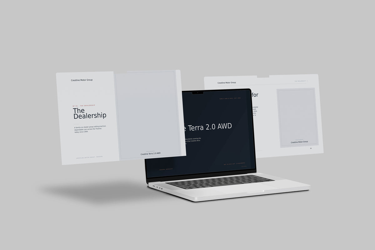 Car Dealer Customer Pack in PowerPoint, shown on laptop screens