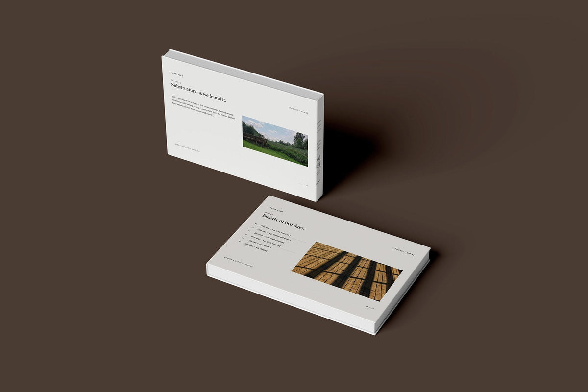 Decking and Outdoor Timber Client Package, Ivory colourway, floating books mockup