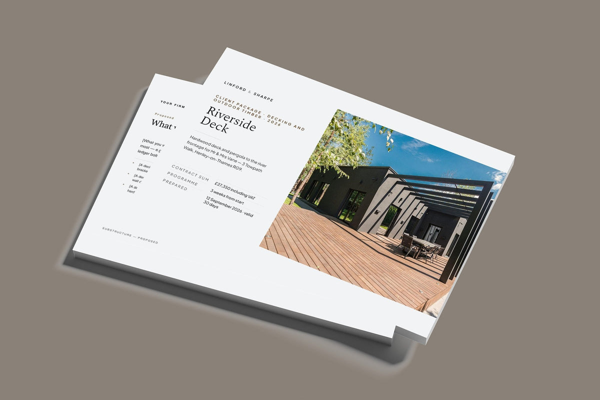 Decking and Outdoor Timber Client Package, Slate colourway, stacked books mockup