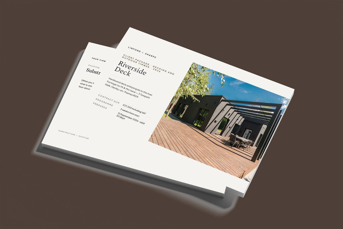 Decking and Outdoor Timber Client Package, Standard colourway, stacked books mockup