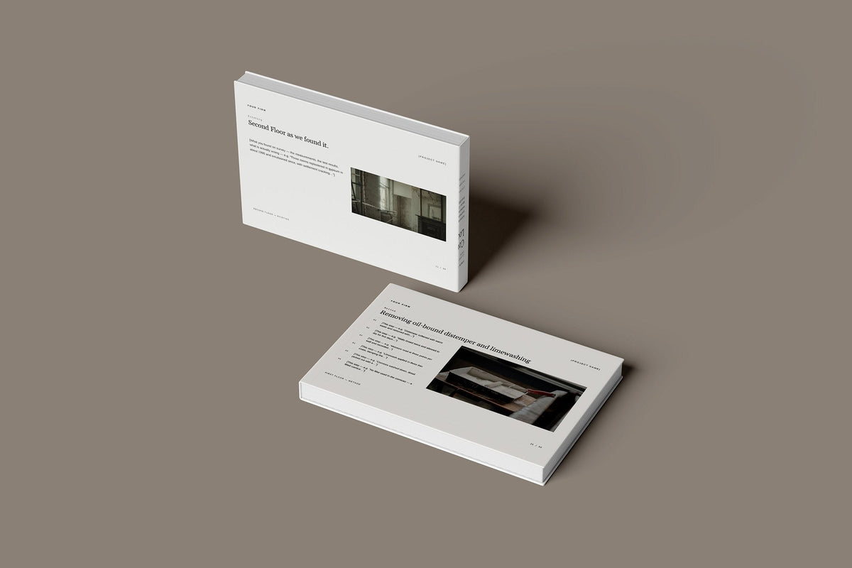 Decorator Client Package, Ivory colourway, floating books mockup