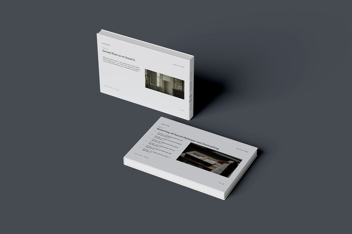 Decorator Client Package, Slate colourway, floating books mockup