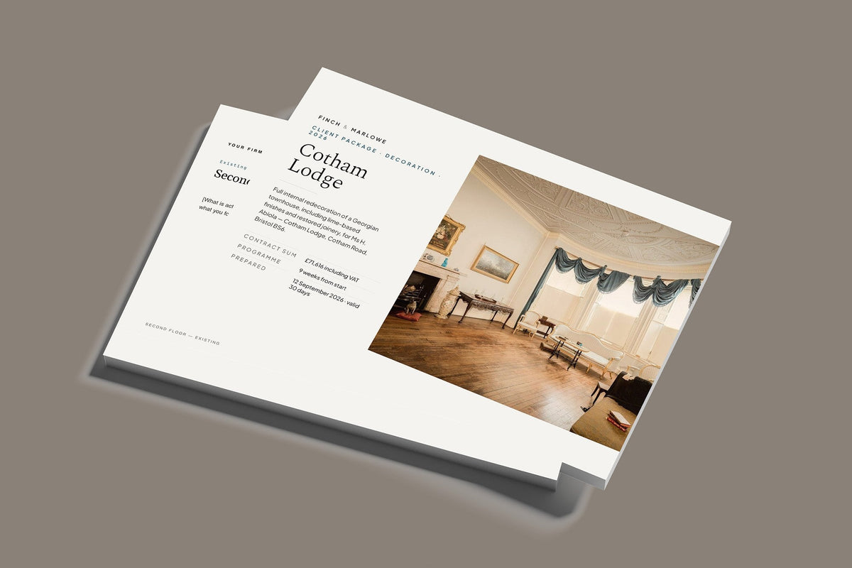 Decorator Client Package, Standard colourway, stacked books mockup