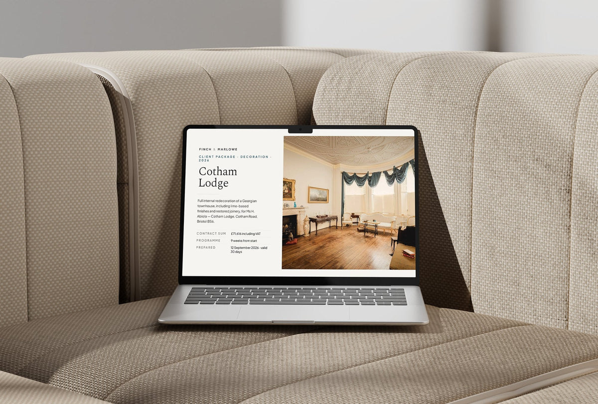 Decorator Client Package, Standard colourway, laptop screen mockup