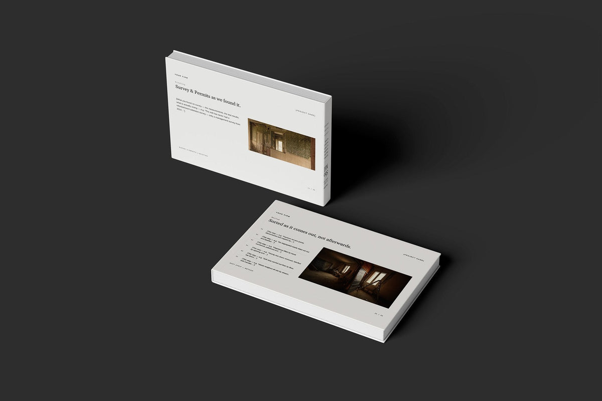 Demolition Client Package, Ivory colourway, floating books mockup