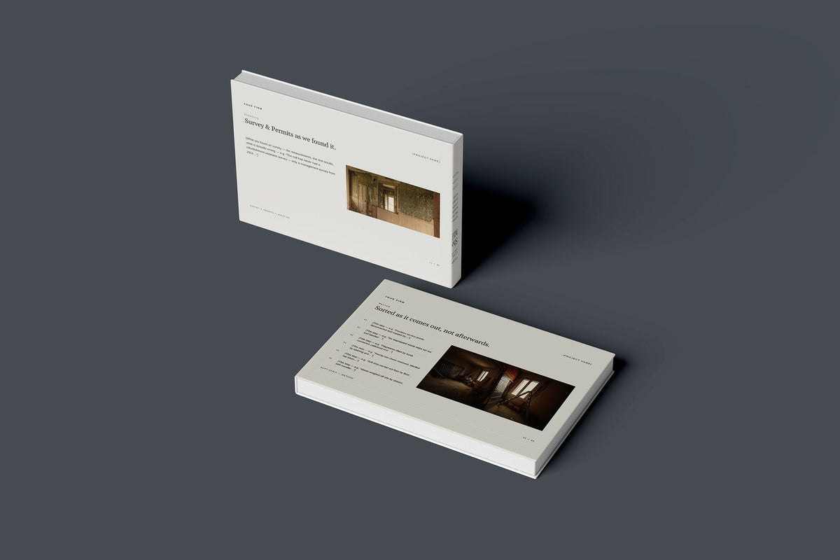Demolition Client Package, Oat colourway, floating books mockup