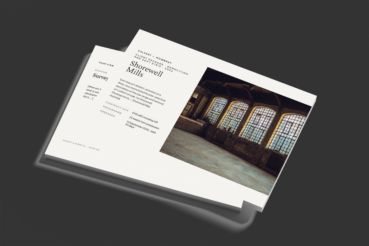 Demolition Client Package, Standard colourway, stacked books mockup