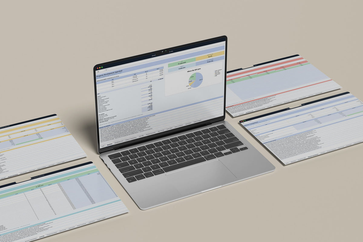 Development Appraisal Excel template, Appraisal tab on a laptop screen