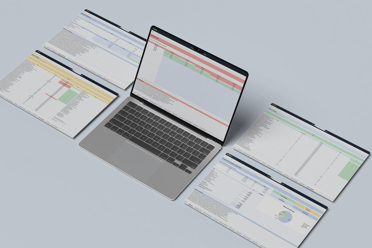 Development Appraisal Excel template, Sensitivity Grid tab on a laptop screen