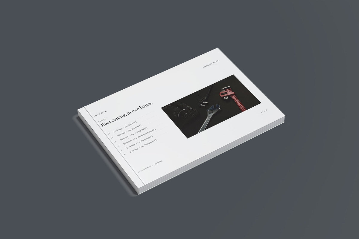 Drain Unblocking and CCTV Survey Client Package, Slate colourway, closed magazine mockup