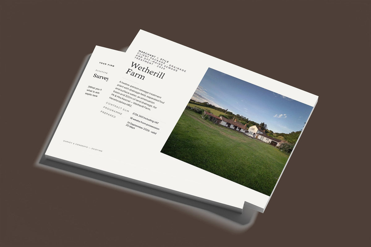 Drainage Client Package, Standard colourway, stacked books mockup