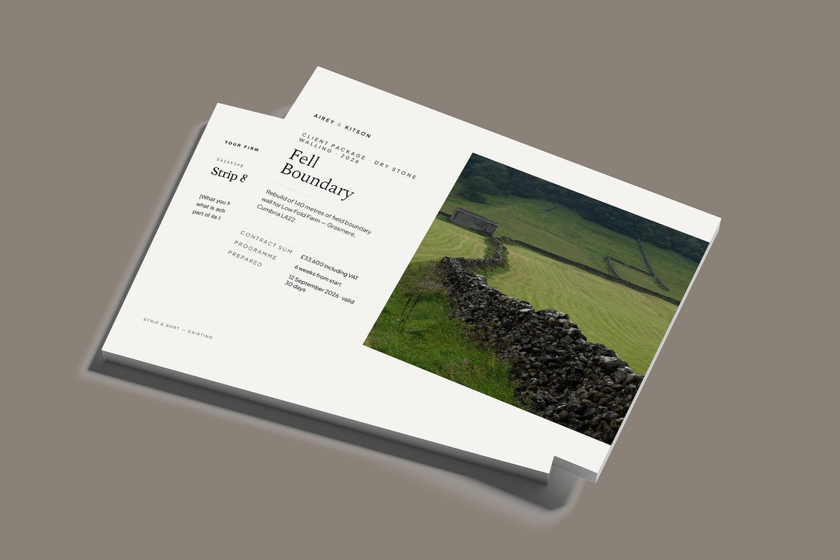 Dry Stone Walling Client Package, Standard colourway, stacked books mockup