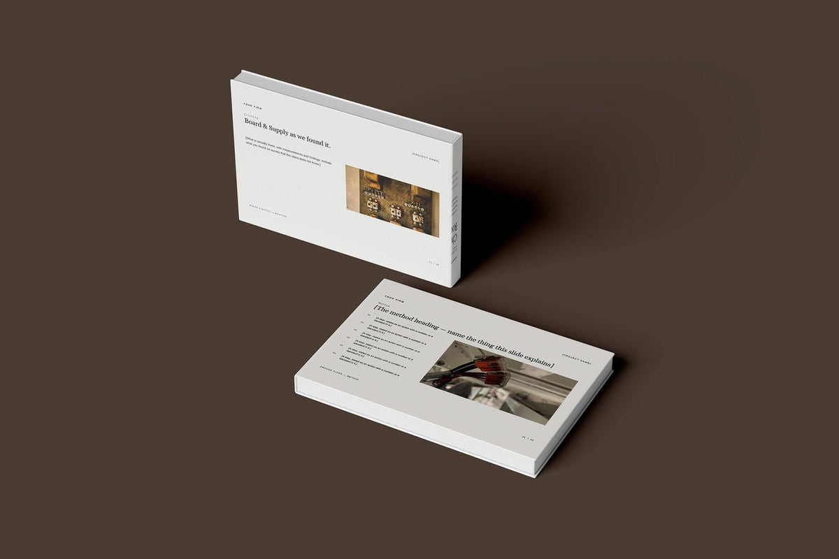 Electrician Client Package, Ivory colourway, floating books mockup