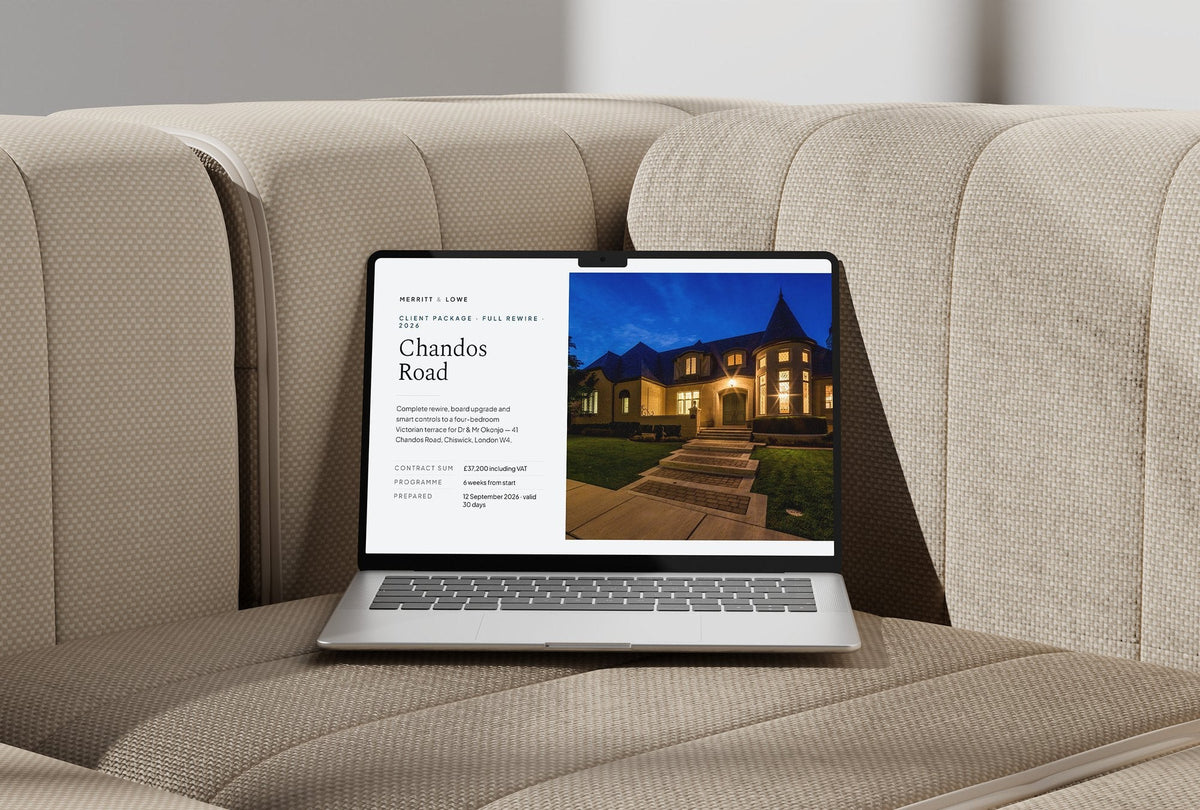 Electrician Client Package, Slate colourway, laptop screen mockup