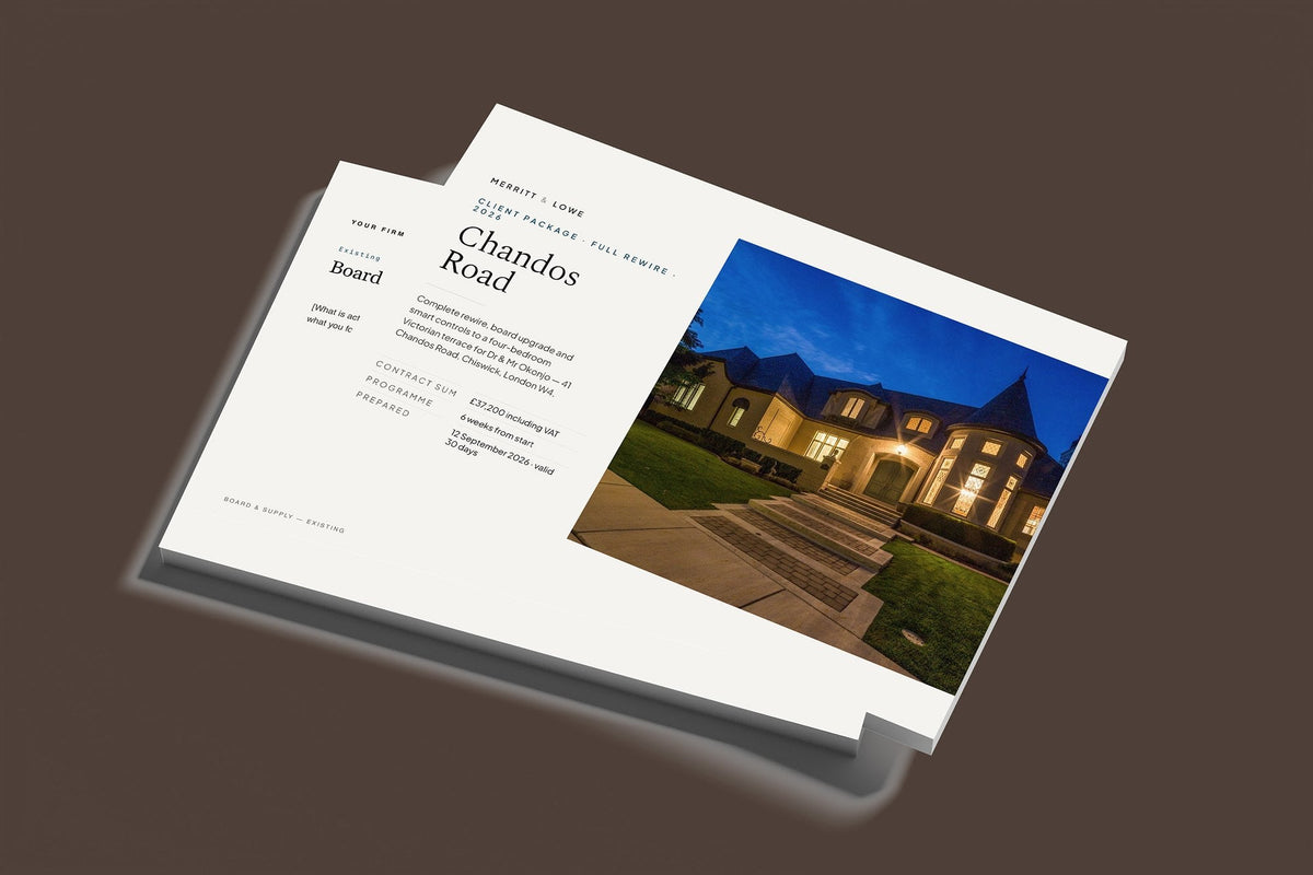Electrician Client Package, Standard colourway, stacked books mockup