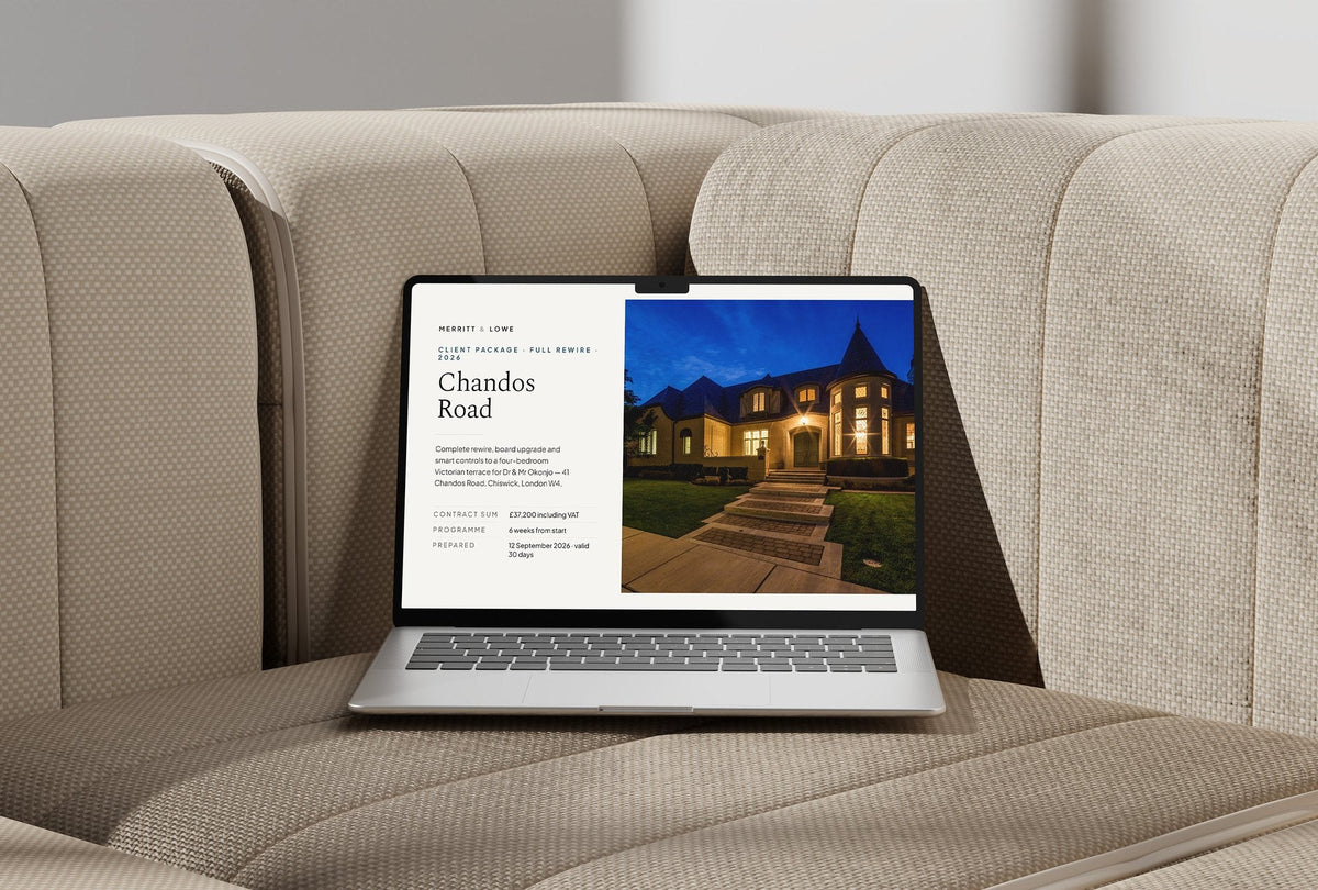 Electrician Client Package, Standard colourway, laptop screen mockup