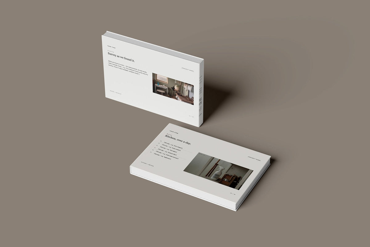 End of Tenancy and Deep Cleaning Client Package, Ivory colourway, floating books mockup
